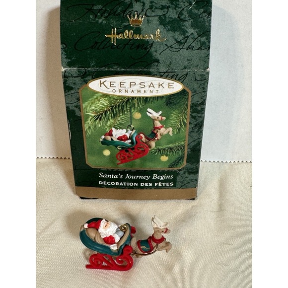 Hallmark Miniature Christmas Ornament Santas Journey Begins Sleigh VTG 2000 - Picture 2 of 9